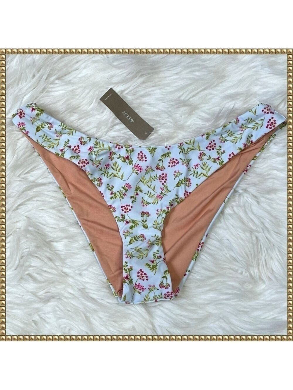 J Crew Baby Blue Floral Bikini Bottoms Medium